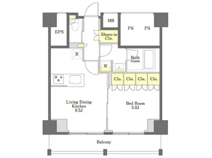 プライムメゾン品川(1LDK/3階)の間取り写真