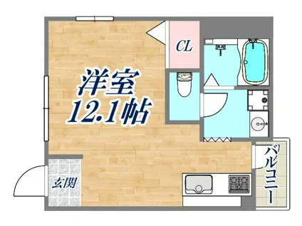 プレイスハイツ青谷(ワンルーム/2階)の間取り写真