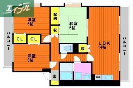 リーブロイヤル(3LDK/2階)の間取り写真