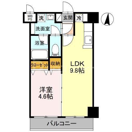 FREESIA(1LDK/1階)の間取り写真