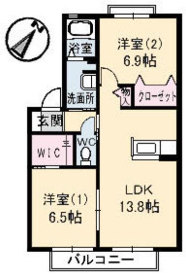 メゾン・ガーデン(2LDK/2階)の間取り写真