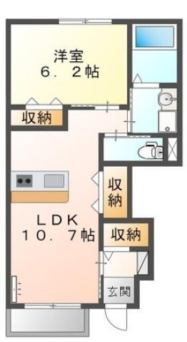 ラ・ファミーユ(1LDK/1階)の間取り写真