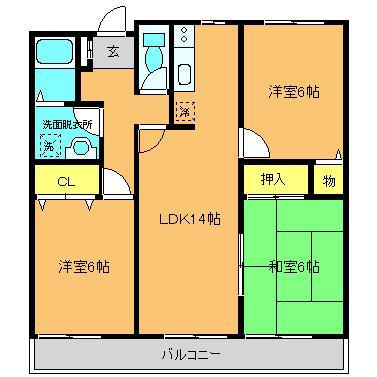 ホリディ志免(3LDK/3階)の間取り写真