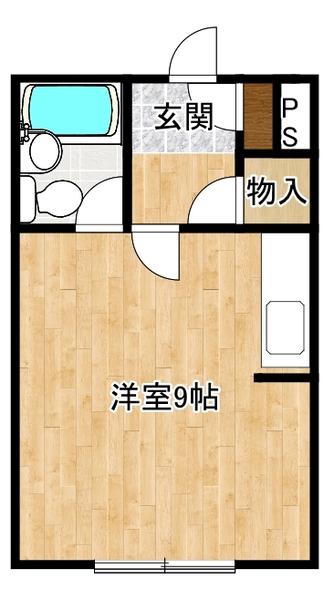 プランドール帯広西4条(ワンルーム/2階)の間取り写真