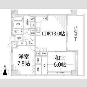 キャッスルコート御立(2LDK/6階)の間取り写真
