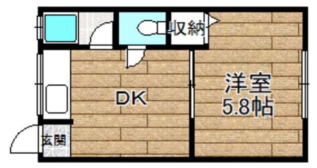 稲荷の森ハイツ(1DK/1階)の間取り写真