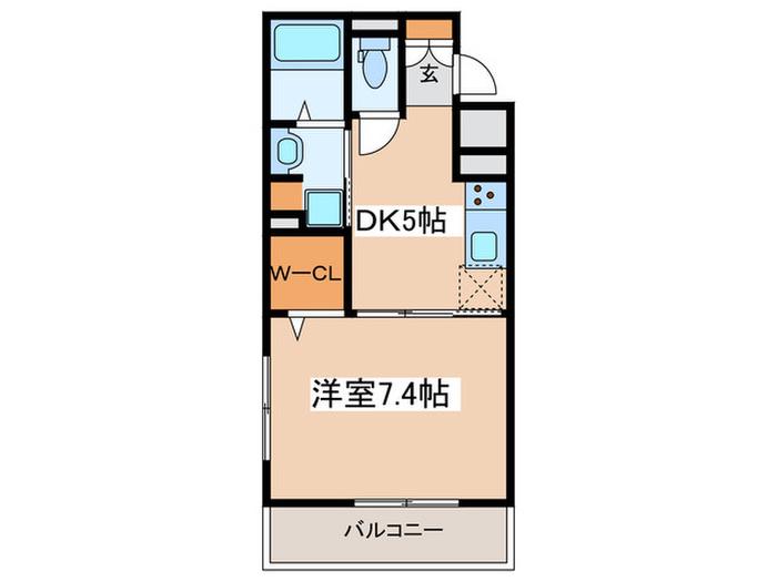 グランディ―ル調布(1DK/3階)の間取り写真