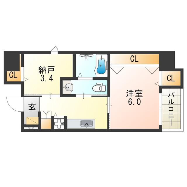 ディアコート宿屋町(2K/10階)の間取り写真