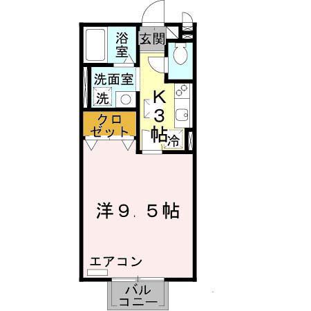 ハンズレジデンス北脇A棟(1K/1階)の間取り写真