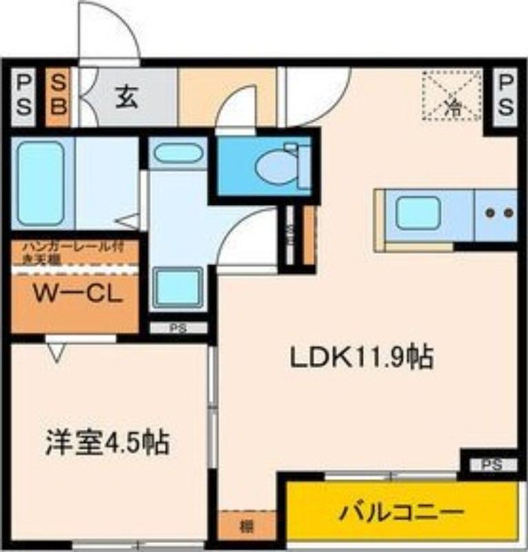 パセオプラシード連坊(1LDK/2階)の間取り写真