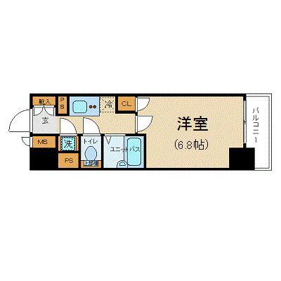 パレステュディオ銀座東(1K/3階)の間取り写真