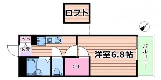 AZUL朝日が丘(1K/3階)の間取り写真