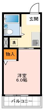 アミチミエII(1K/1階)の間取り写真