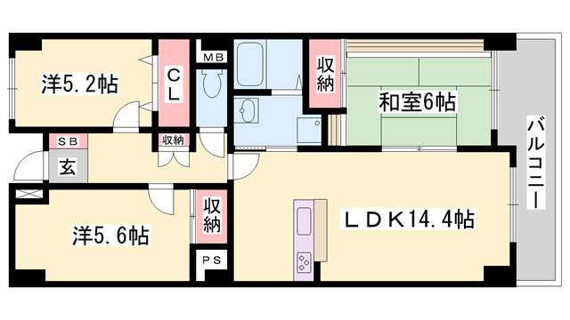シャトー ブランシェ(3LDK/7階)の間取り写真