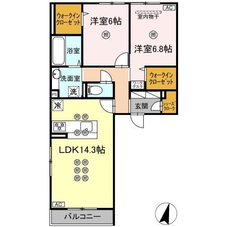 ガーデン ラピッズ(2LDK/2階)の間取り写真