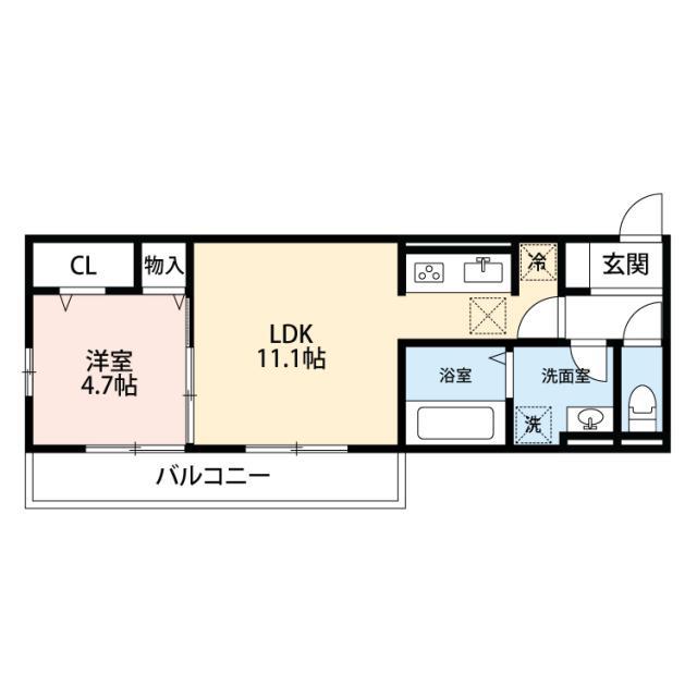 グランドールK(1LDK/3階)の間取り写真