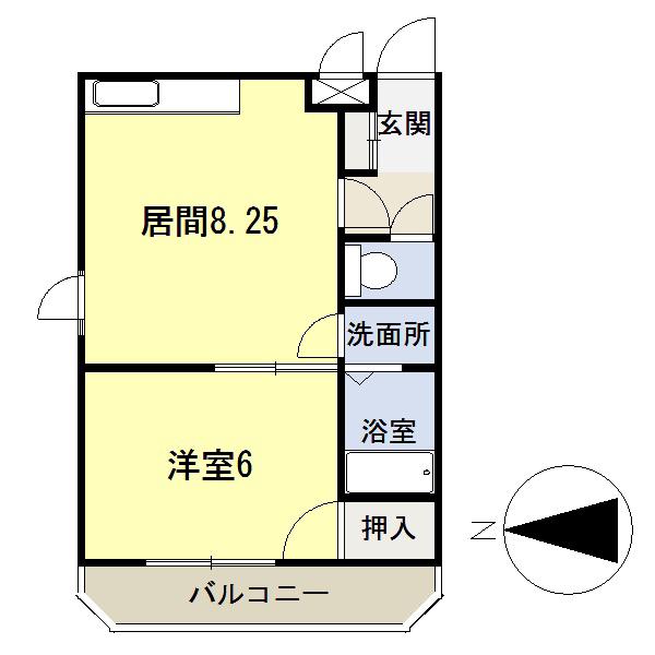 マーベリック帯広(1DK/2階)の間取り写真