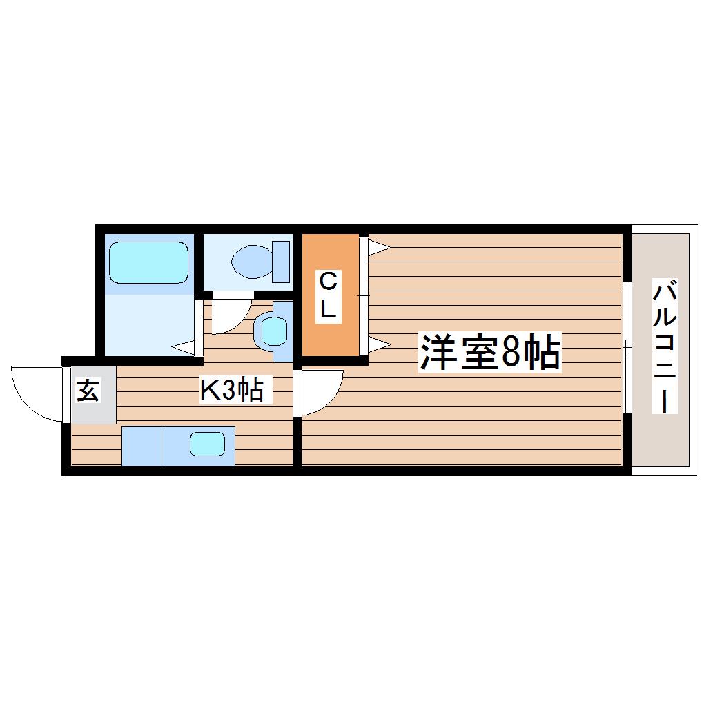 ノーブル上杉(1K/2階)の間取り写真