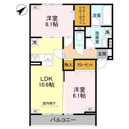 D-GRAN本町(2LDK/2階)の間取り写真