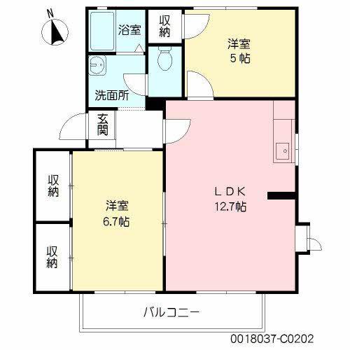 クレール新春日C(2LDK/2階)の間取り写真