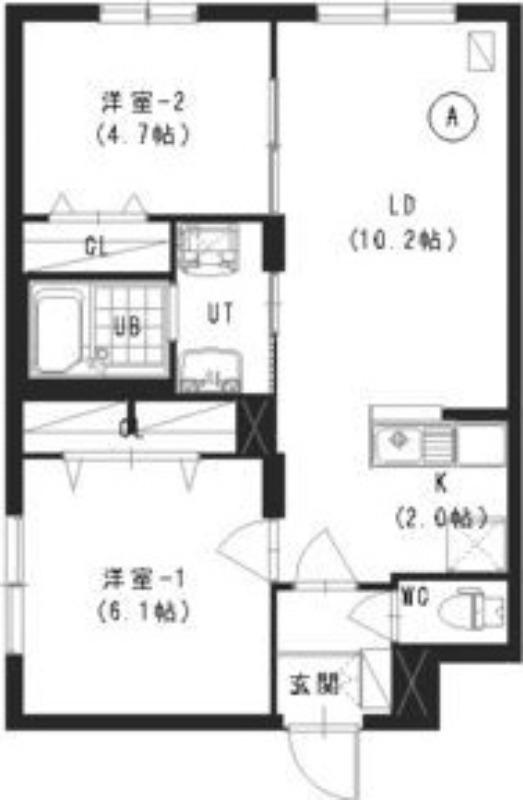 プレシェルト澄川(2LDK/2階)の間取り写真