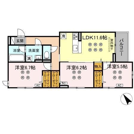 サリサ.L(3LDK/3階)の間取り写真