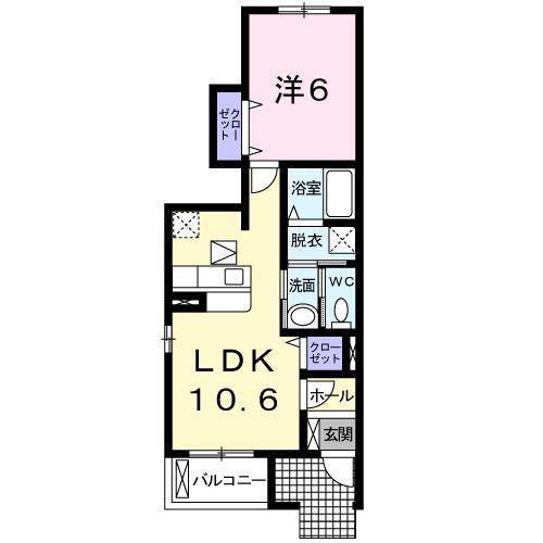ミルトA(1LDK/1階)の間取り写真