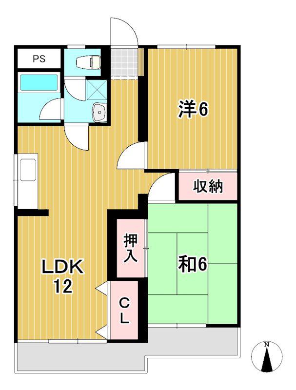ドリームハイツ(2LDK/2階)の間取り写真