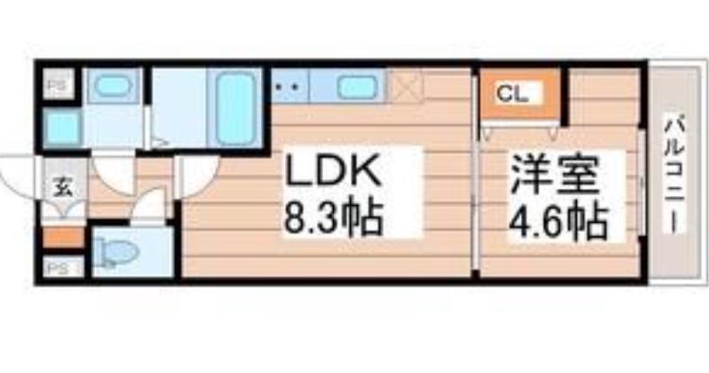 BLESSED LIFE上杉(1LDK/5階)の間取り写真