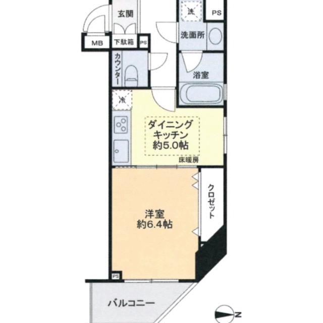 ドメイン広尾(1DK/6階)の間取り写真