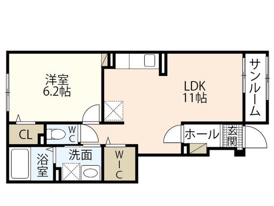 エスティタート ブリランテ(1LDK/1階)の間取り写真
