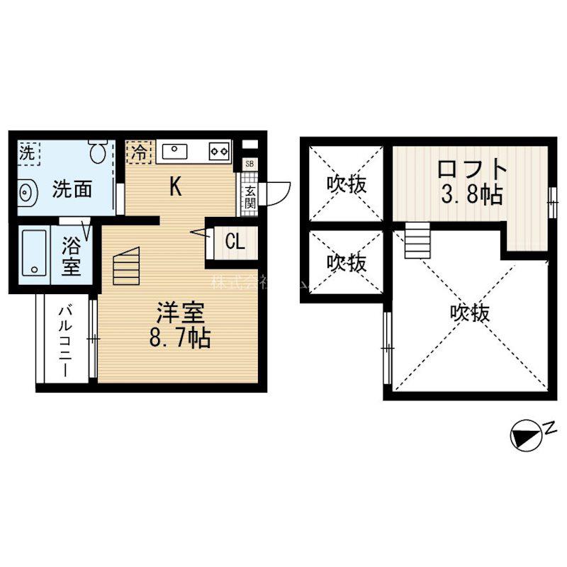 ARIA(1K/2階)の間取り写真