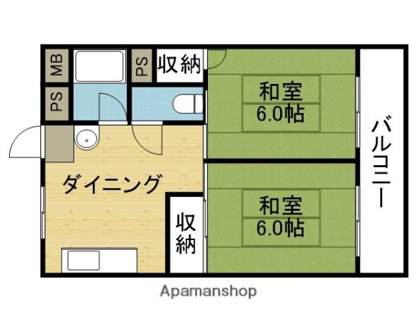 シャトーOM玉造(2DK/5階)の間取り写真