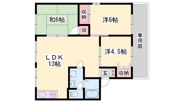 セジュール北八代A棟(3LDK/2階)の間取り写真