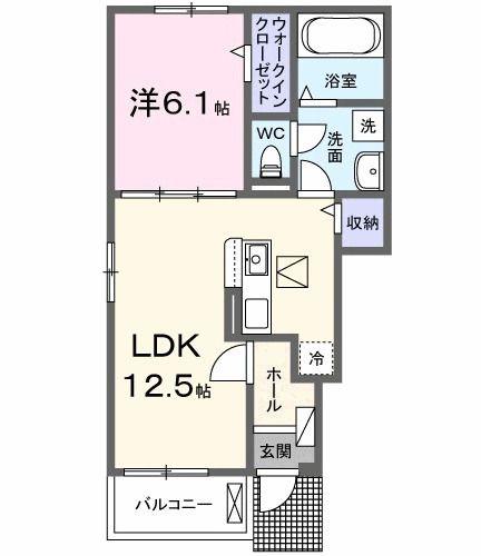 ヴェルドゥーラI(1LDK/1階)の間取り写真