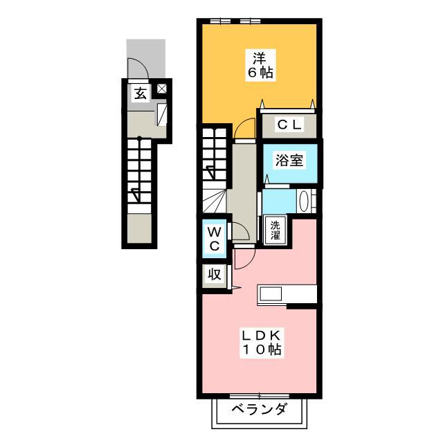エスポワール・サウス(1LDK/2階)の間取り写真