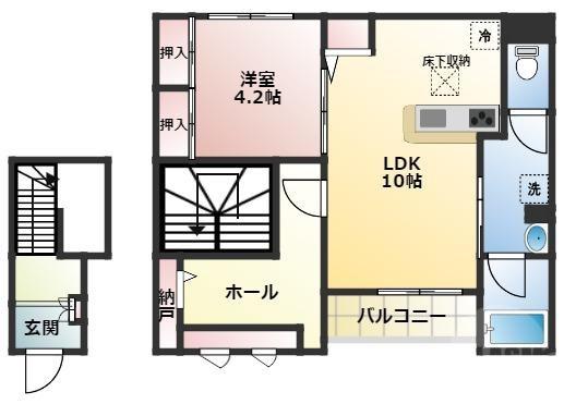 ウェルゲート サウス(1LDK/2階)の間取り写真
