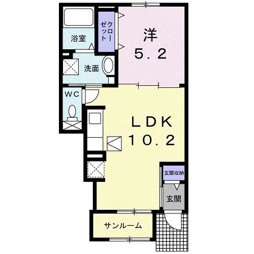 アンフィニ プレジール(1LDK/1階)の間取り写真