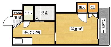 第1下原ビル(1K/3階)の間取り写真