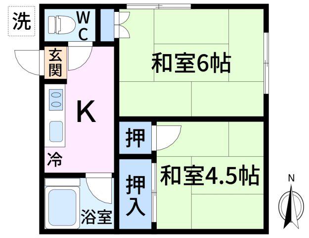 菊花ハイツ(2K/2階)の間取り写真