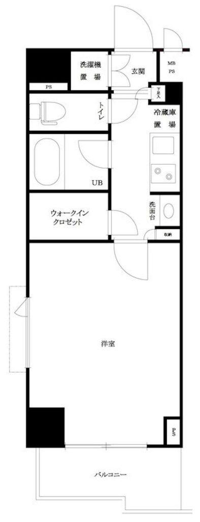 ルーブル市ヶ谷(1K/1階)の間取り写真