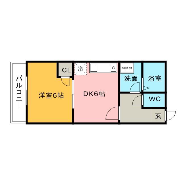 ヴィランテ城南(1DK/2階)の間取り写真