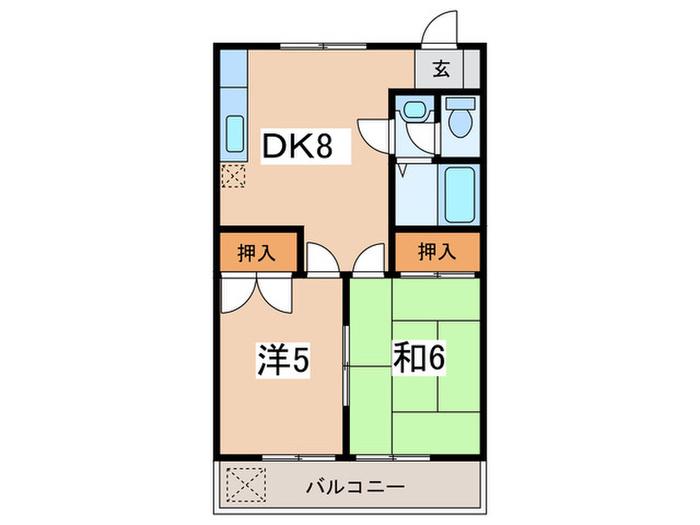 グリーンライフ奥津(2DK/2階)の間取り写真