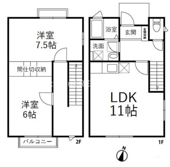 クリエイティブアベニュー(2LDK/1階)の間取り写真