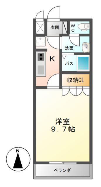 グランドゥール(1K/1階)の間取り写真