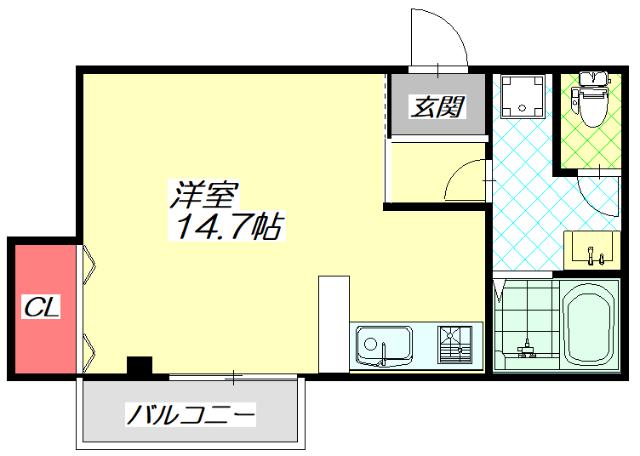 エレリーア NISHIDA(ワンルーム/3階)の間取り写真