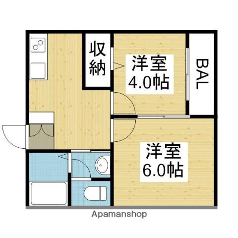 金沢マンション(2K/4階)の間取り写真