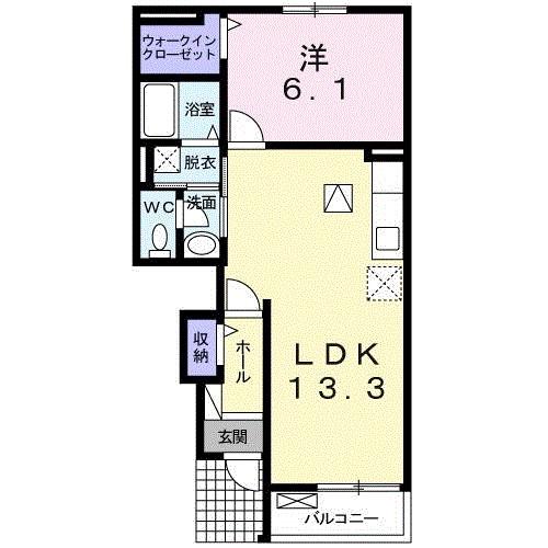 アジュールNK(1LDK/1階)の間取り写真