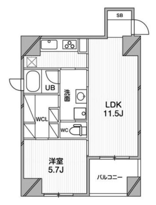 ルクレ堺筋本町レジデンス(1LDK/9階)の間取り写真