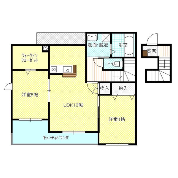EXCEL COURTA(2LDK/2階)の間取り写真